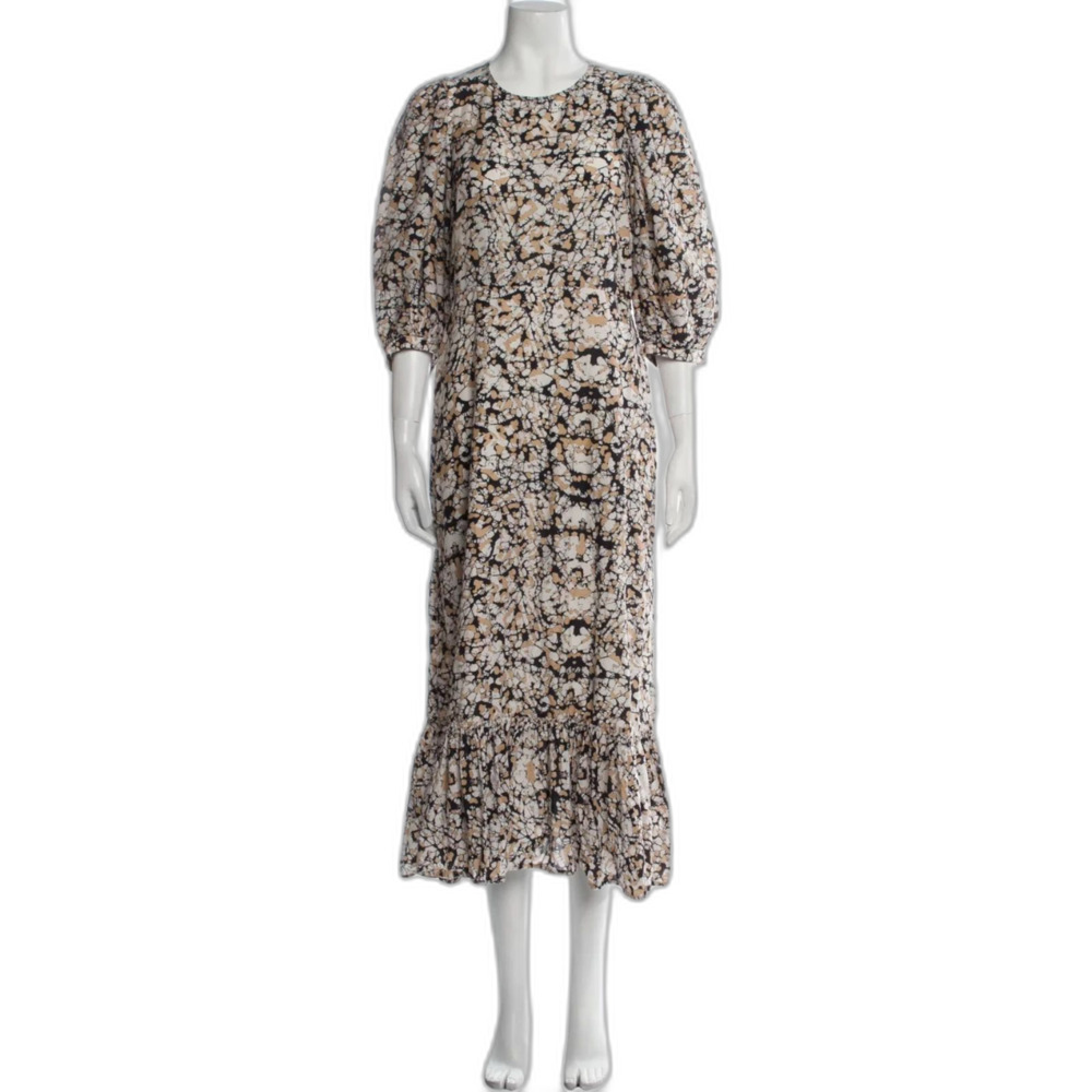 Sea New York Floral Print Long Dress Size: L | US 10 Puff Sleeve 3/4